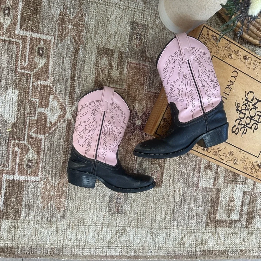 Smoky Mountain Girls Western Cowgirl Boots Size 12.5 Monterey Leather Pink Brown